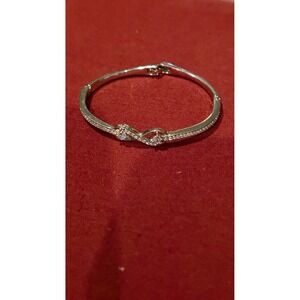Sparkling Infinity Symbol Bangle Bracelet‎ Clear Crystal Silver Tone Women